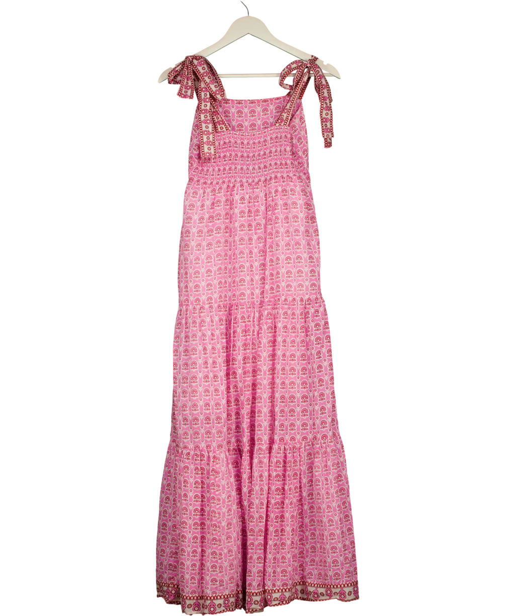 Aspiga Pink Tabitha Block Print Maxi Dress UK XS