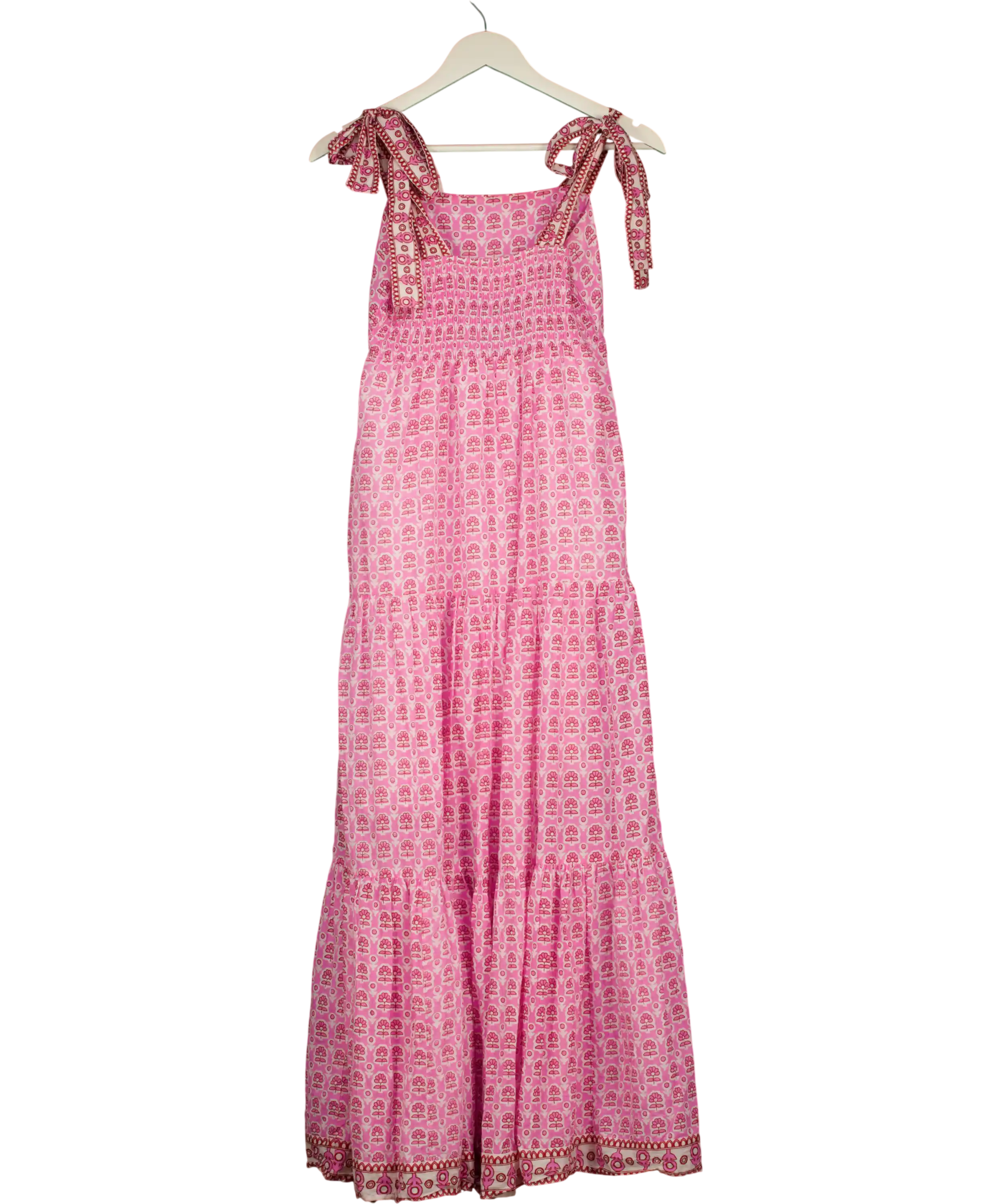 Aspiga Pink Tabitha Block Print Maxi Dress UK XS