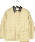 ASOS Beige Design Oversized Washed Jacket With Leather Look Collar UK 10