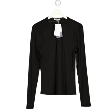 LAST SEVEN DAYS Black Noir Henley Long Sleeve Top UK L