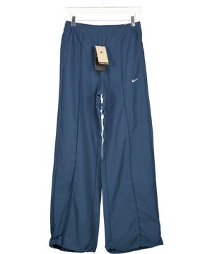Nike Trend Woven Mid Rise Wide Leg Trousers In Navy Blue UK S