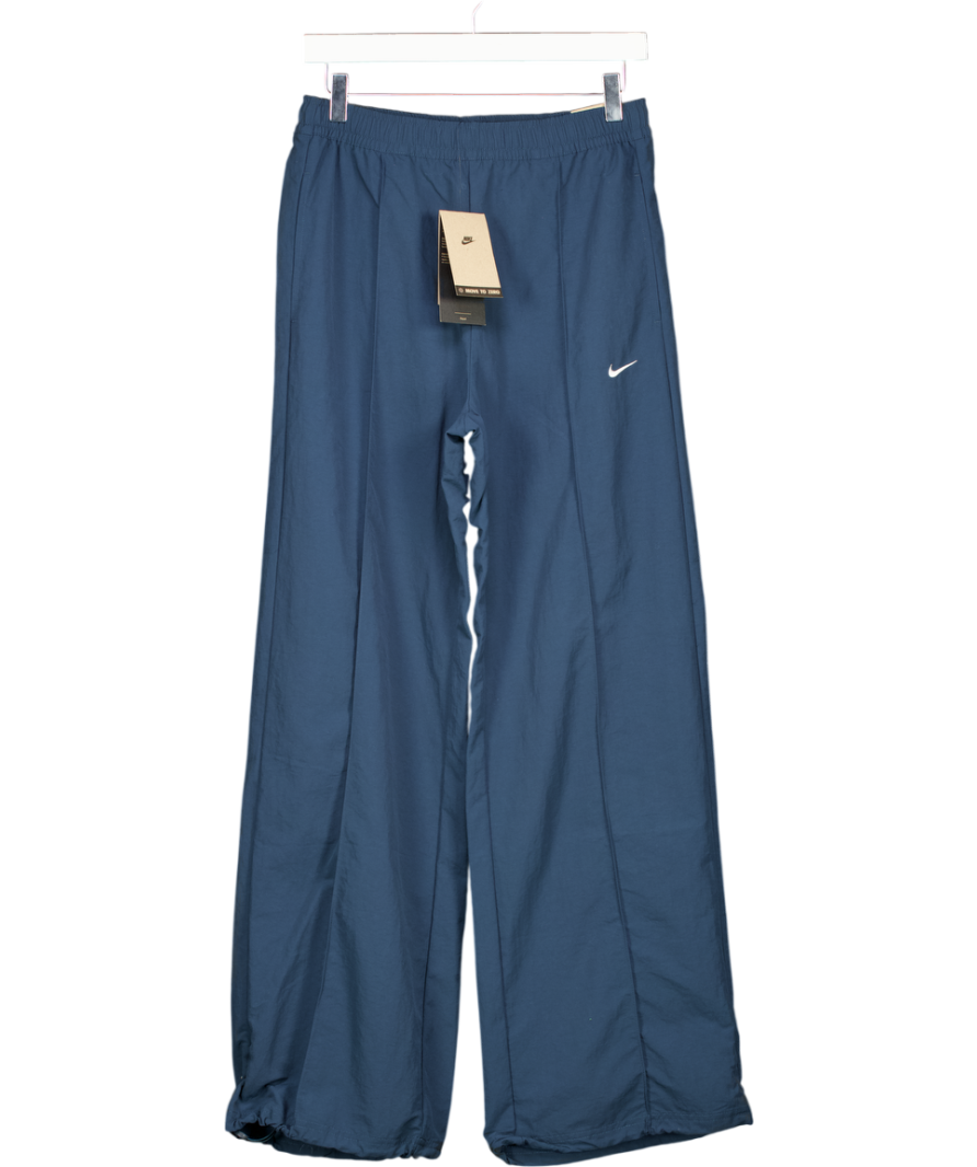 Nike Trend Woven Mid Rise Wide Leg Trousers In Navy Blue UK S
