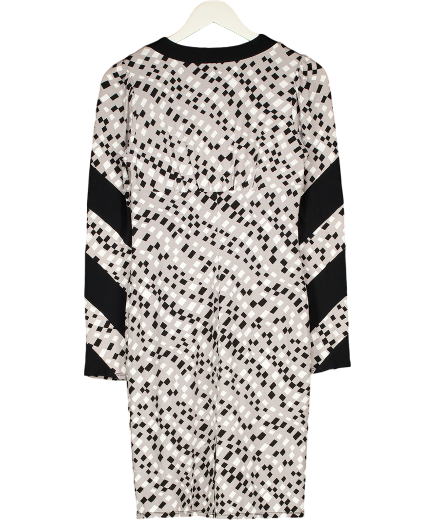 Ossie Clark Grey Keyhole Geometric Printed Dress UK 10
