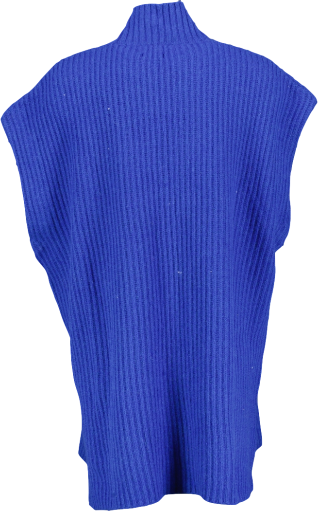 GANNI Blue Rib Knit Sleeveless Jumper UK XL