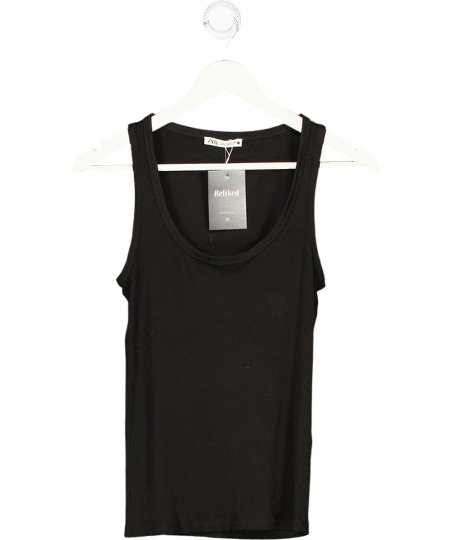 ZARA Black Ribbed Top UK S