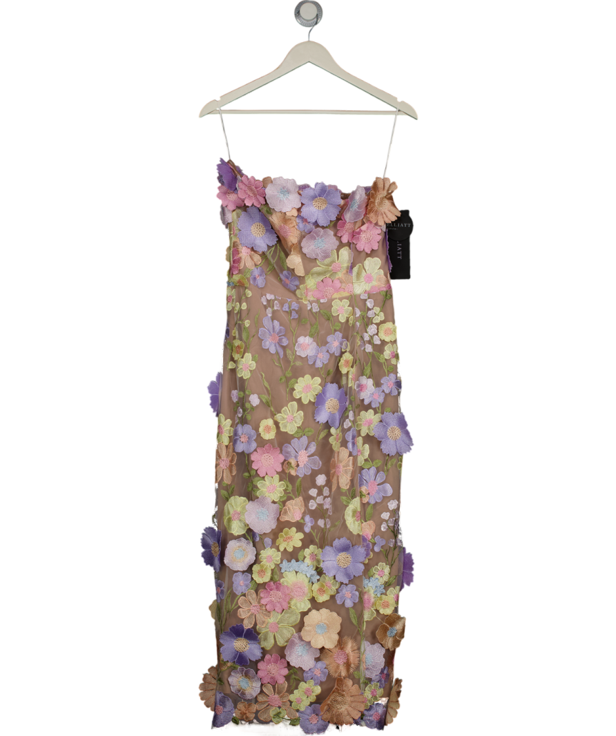 Elliatt Multicoloured Pastel Helena Strapless Midi Dress UK S/M