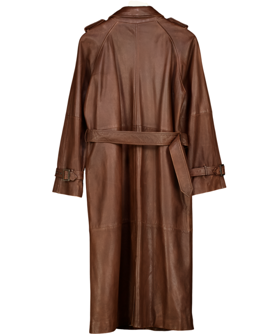 GERARD DAREL Lexie Pure Leather Trench Coat, Brown T2 UK M