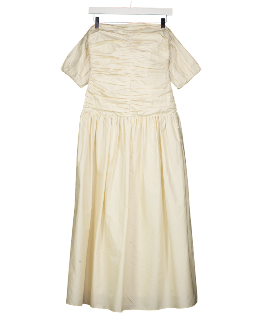 More Noir Cream Pleated Bodice Midi Dress UK S