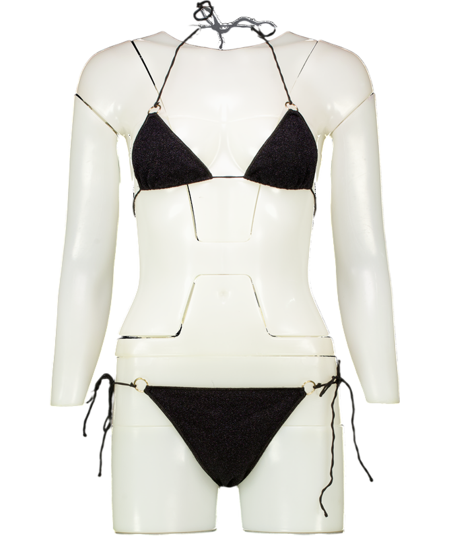 OséRee Sparkly Black Ring Detailing Bikini Set UK S