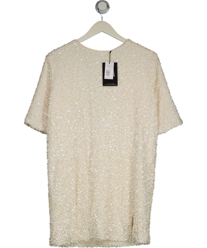 4th & Reckless Elodie Cream Sequin Bow Tie Back Mini Dress UK 6