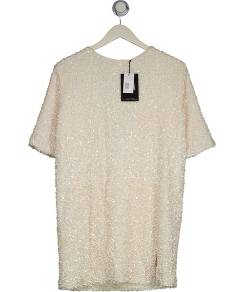 4th & Reckless Elodie Cream Sequin Bow Tie Back Mini Dress UK 6