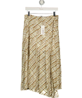 M&S Brown Mix Chiffon Checked Midi A-line Skirt UK 10