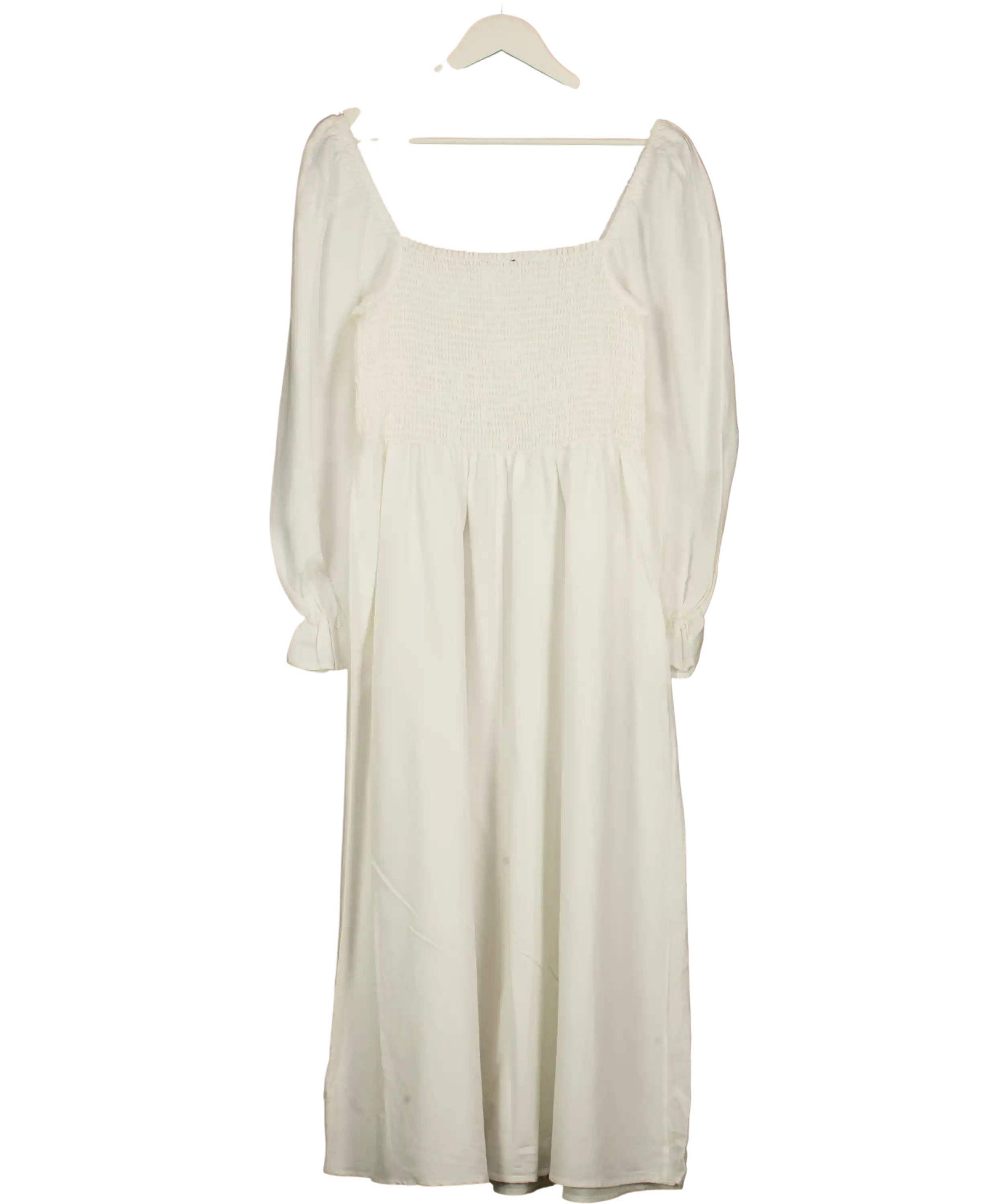 New Look White Textured Shirred Midi Dress UK 12