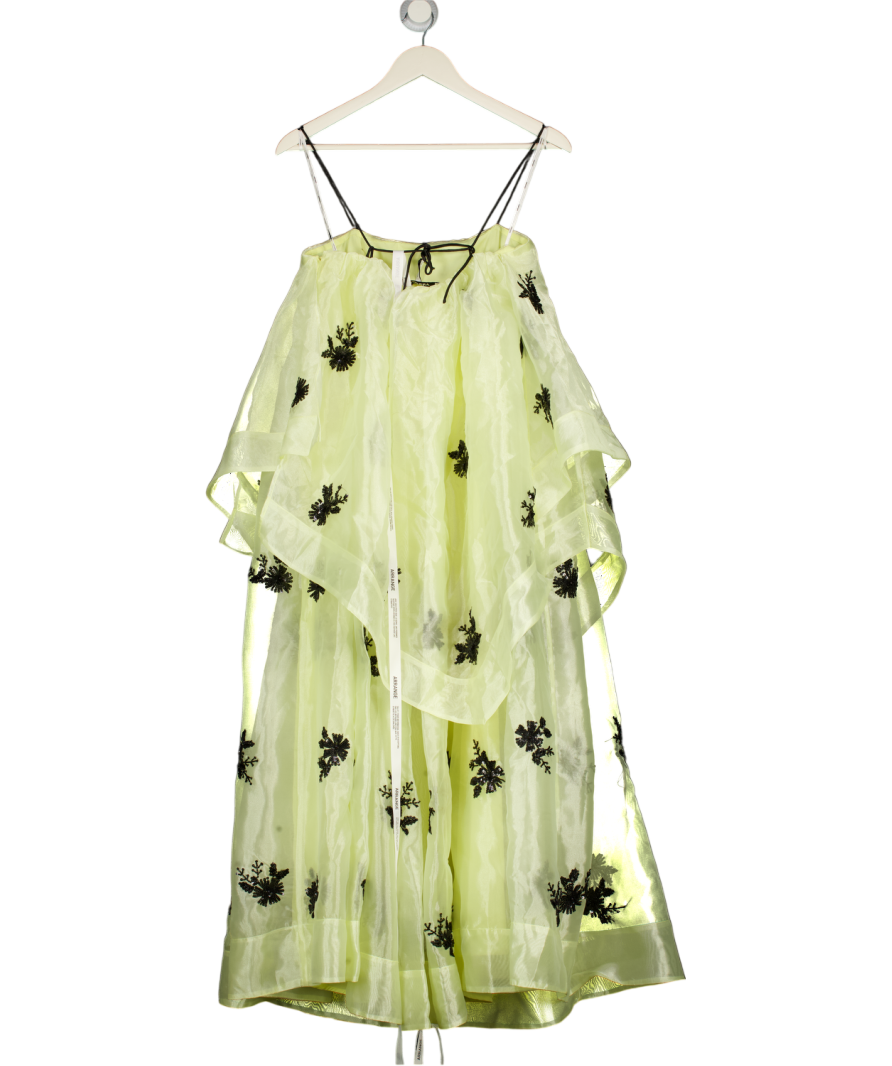 ARRANGE Organza Floral Embellished Trapeze Maxi Dress In Yellow UK 8