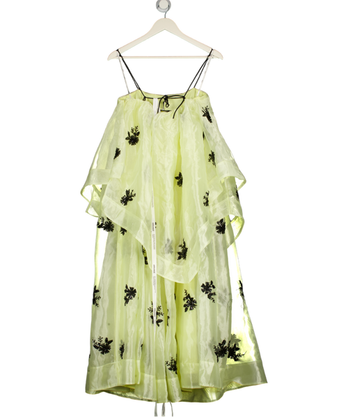 ARRANGE Organza Floral Embellished Trapeze Maxi Dress In Yellow UK 8