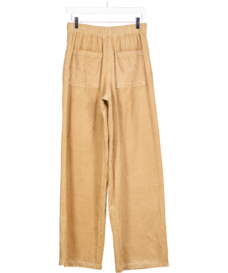 MASSIMO DUTTI Beige High Rise Wide Leg Corduroy Trousers UK XS