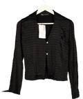 ZARA Black Textured Satin Shirt UK XS