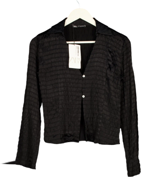 ZARA Black Textured Satin Shirt UK XS