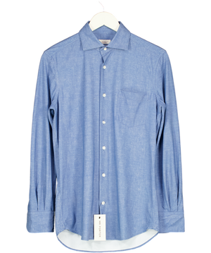 GLANSHIRT X Mr Porter Blue Marl Slowear Glanshirt Collared Shirt Neck 14.5" UK 36" CHEST