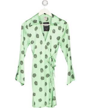 Baum Und Pferdgarten Mint Green Satin Paisley Wrap Dress UK 6