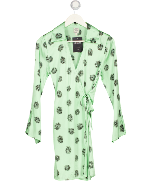 Baum Und Pferdgarten Mint Green Satin Paisley Wrap Dress UK 6