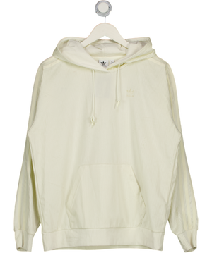 ADIDAS Cream 3-stripes Hoodie Velvet Rib UK 8