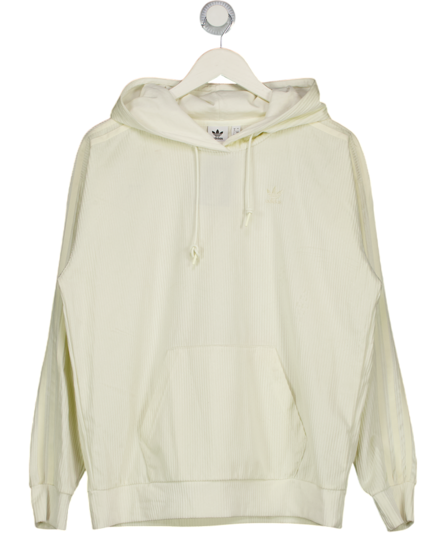 ADIDAS Cream 3-stripes Hoodie Velvet Rib UK 8