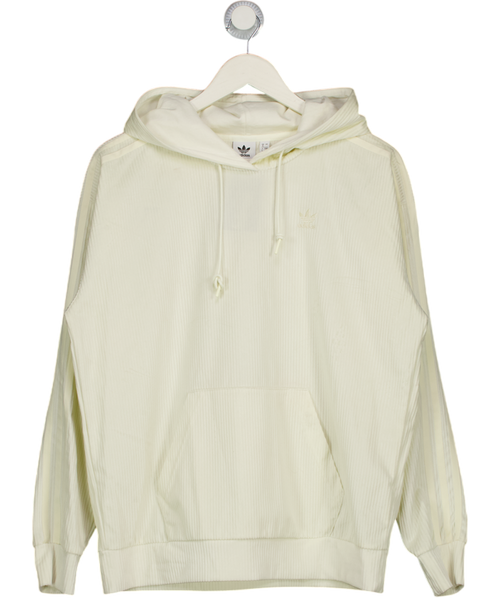 ADIDAS Cream 3-stripes Hoodie Velvet Rib UK 8
