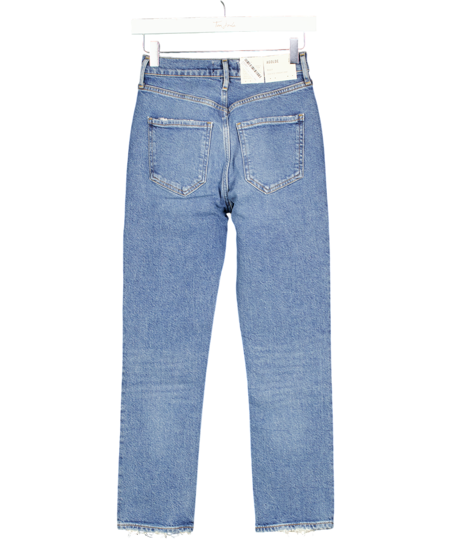 AGOLDE Blue Riley High Rise Straight Crop Jeans W23