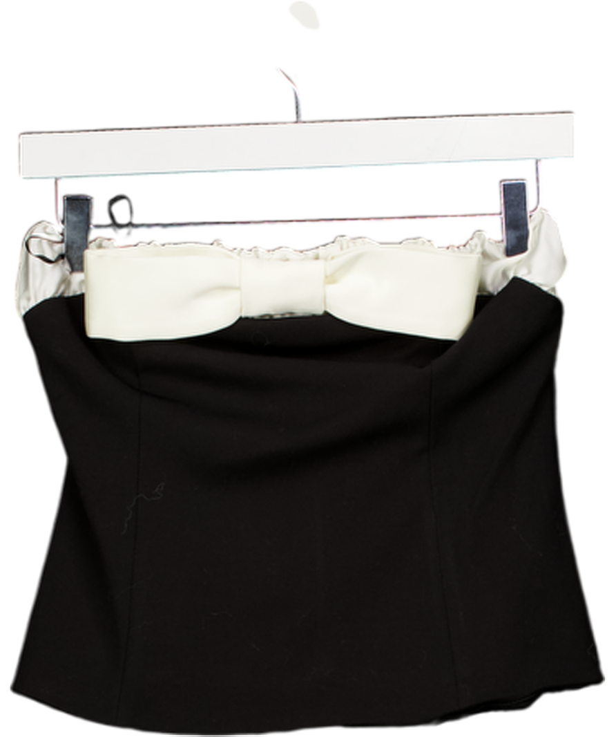 ZARA Black Contrast Bow Bandeau Top UK S