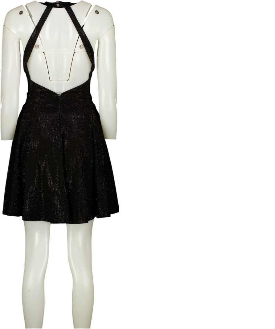 PHILIPP PLEIN Black High Neck Open Back Crystal Embellished Dress UK S