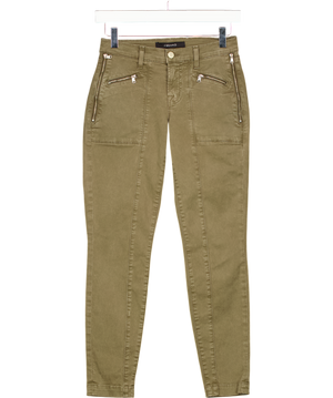 J BRAND Genesis Olive Green Skinny Zip Detail Jeans W23