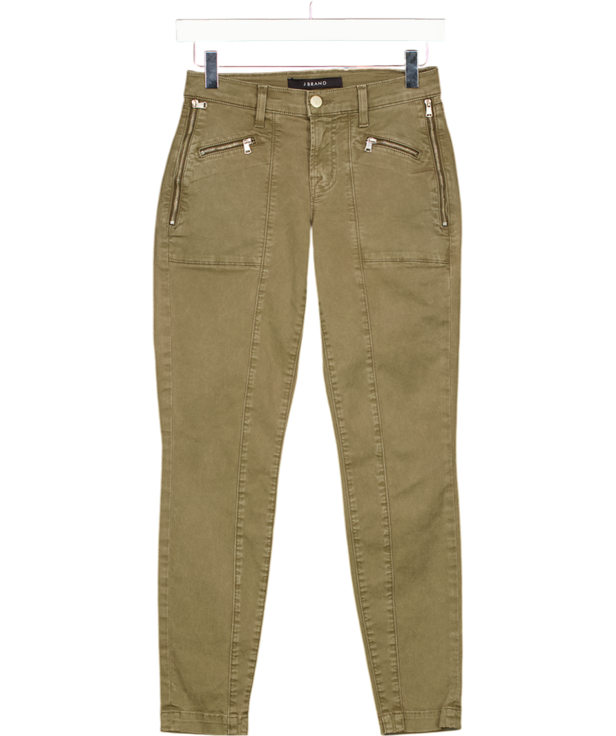 J BRAND Genesis Olive Green Skinny Zip Detail Jeans W23