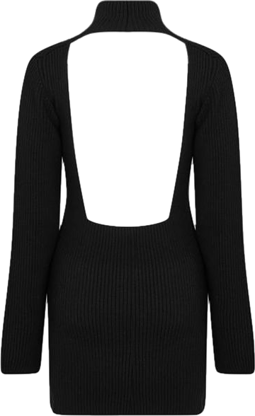 Gauge 81 Black Open Back Virgin Wool Mini Dress  SZ S UK 10