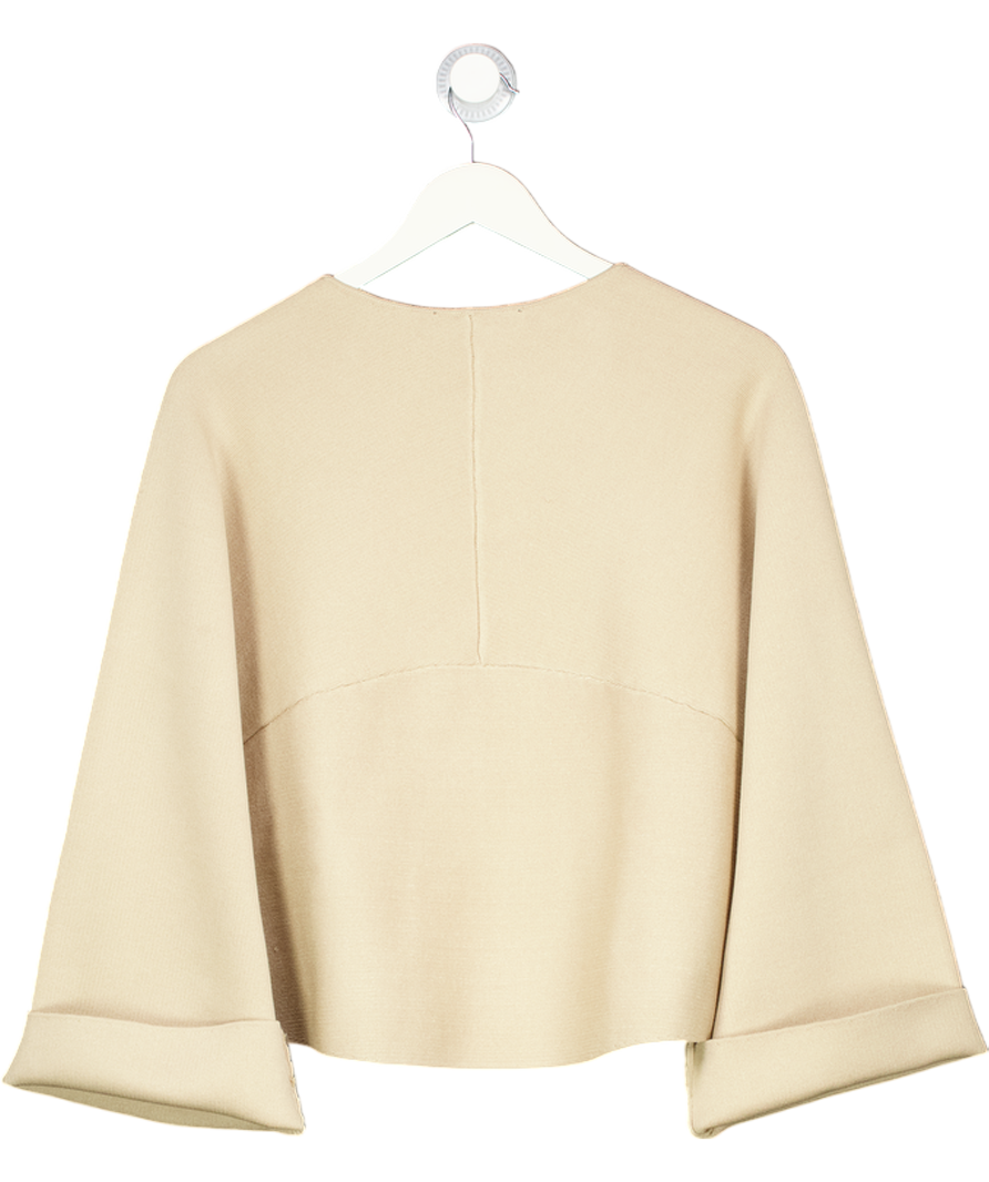 ZARA Beige Short Knit Coat With Gold Button Detail UK S/M