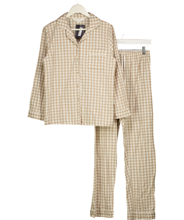 The NAP Co. Beige & White Linen-cotton Long Pyjama Set UK S