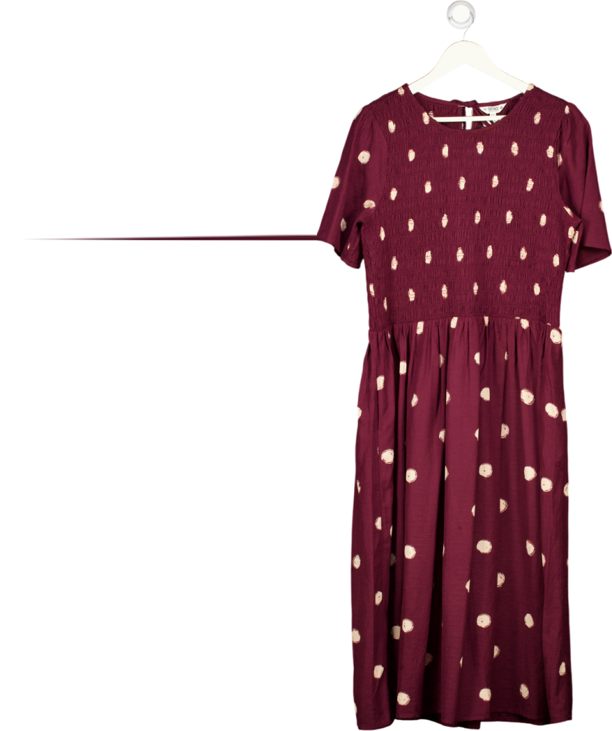 FATFACE Burgundy Red Spot Alice Midi Dress UK 16