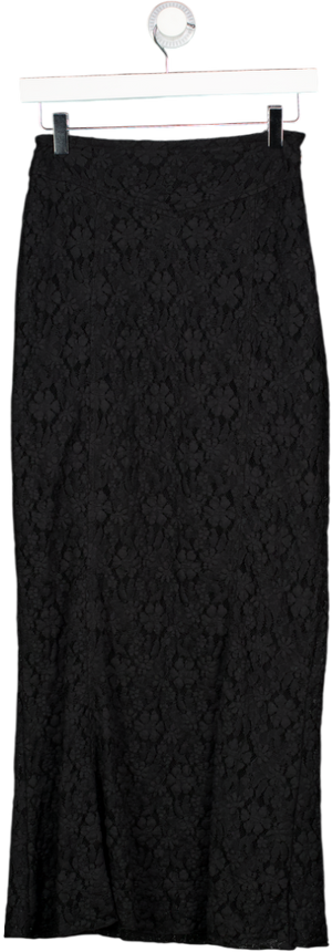 ROTATE BIRGER CHRISTENSEN Black Lace Maxi Skirt UK 8