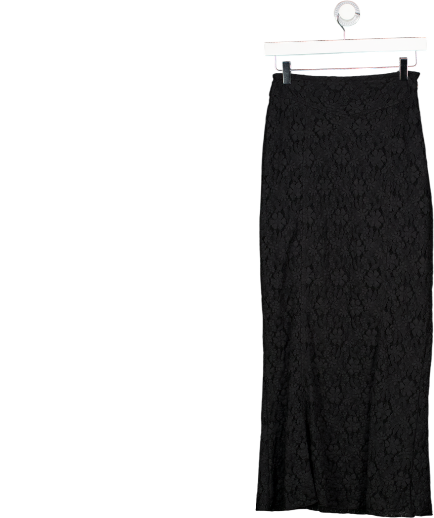 ROTATE BIRGER CHRISTENSEN Black Lace Maxi Skirt UK 8