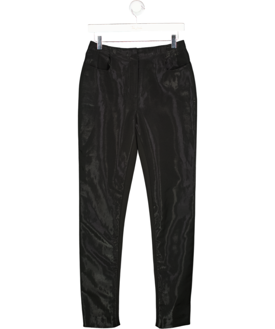 MUGLER Black Shine Tapered Trousers UK 10