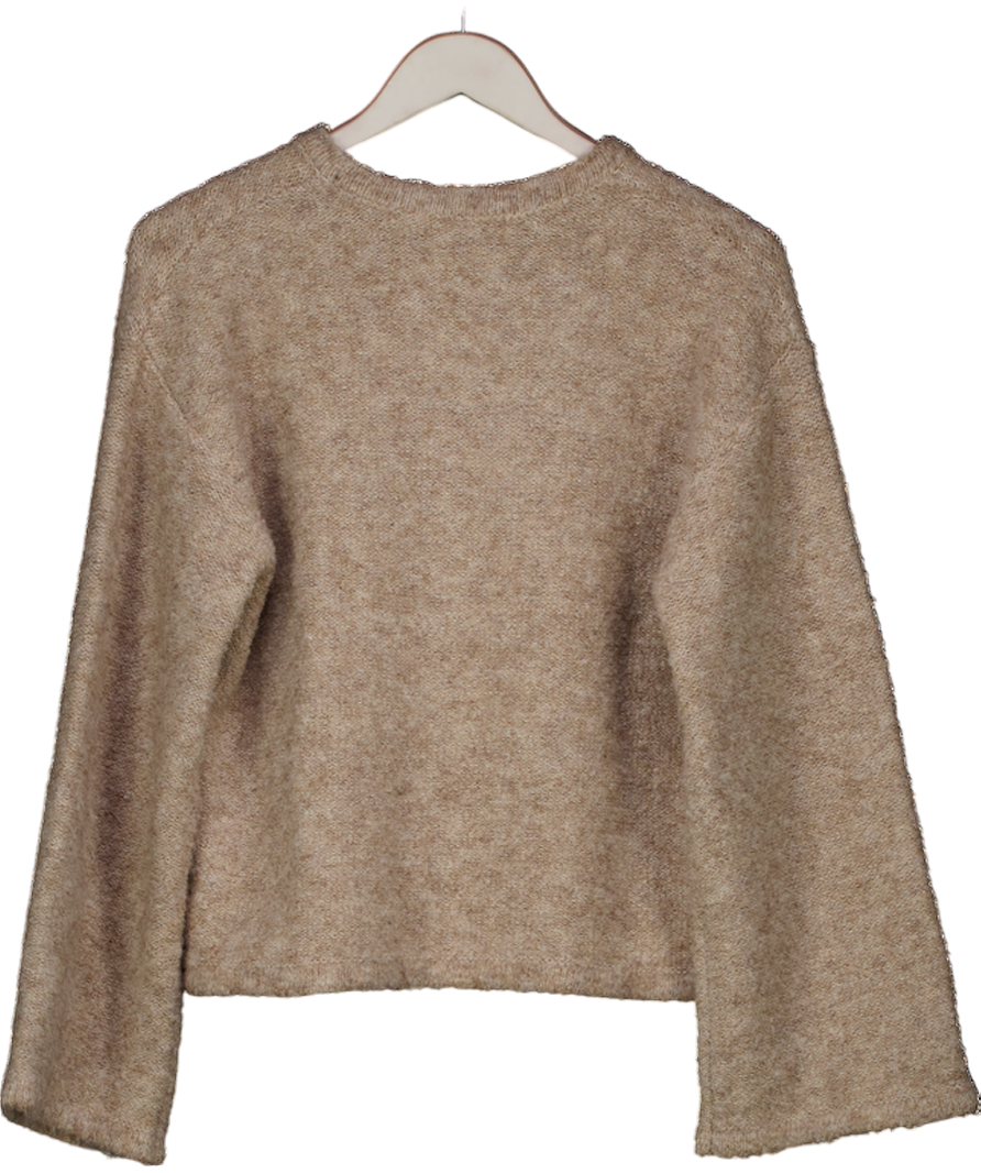 4th & Reckless Beige Boucle Knit Cardigan With Gold Buttons UK 8