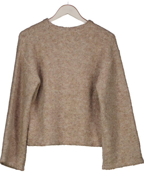 4th & Reckless Beige Boucle Knit Cardigan With Gold Buttons UK 8