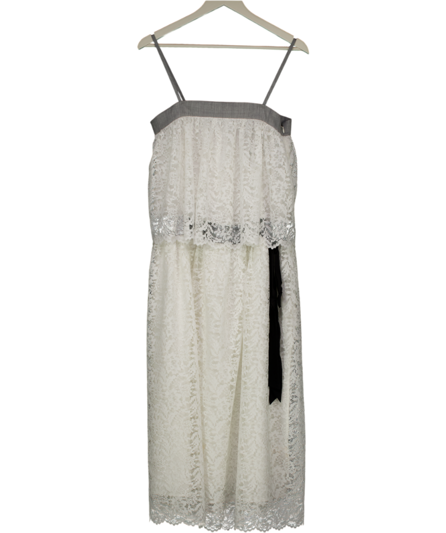 Marchen White Layered Lace Midi Dress UK M