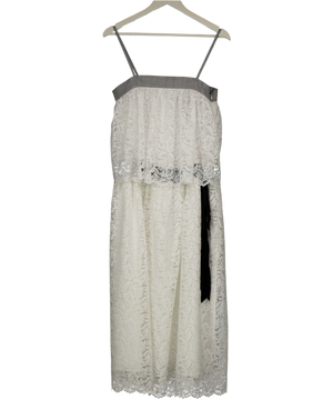 Marchen White Layered Lace Midi Dress UK M