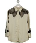 Monsoon Leah Cream & Black Lacy Satin Shirt Ivory UK M