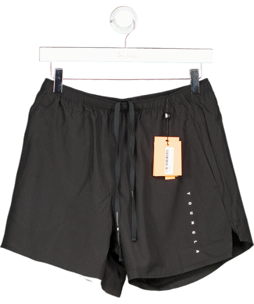Young LA Black Lightweight Vented Running Shorts UK M