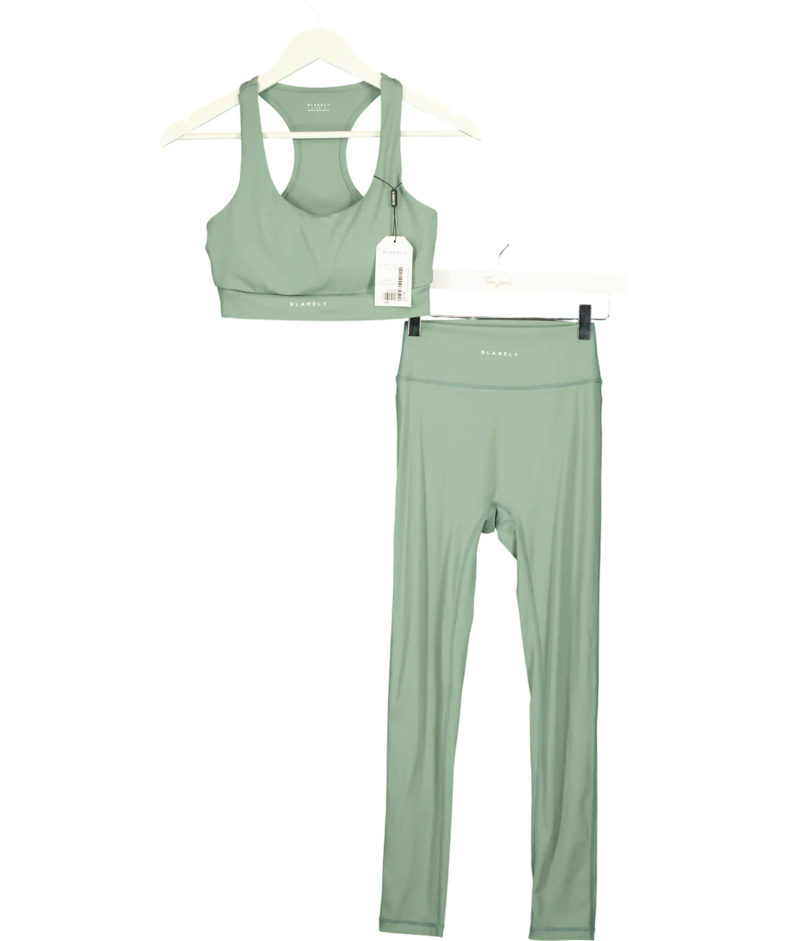 BLAKELEY Y Green Activewear Leggings And Crop Top Set UK S