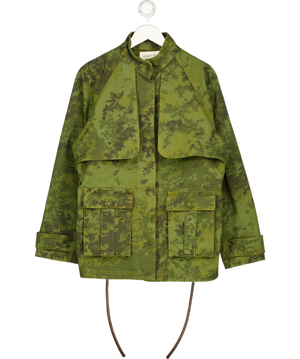 WIGGY KIT Green Camo Print Cotton Canvas 'the Lodge Jacket" With Leather Belt UK 12