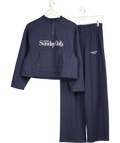 Lounge Underwear 2-piece Navy Blue "sunday Club" Zip Sweatshirt & Straight Leg Jogger Set UK S