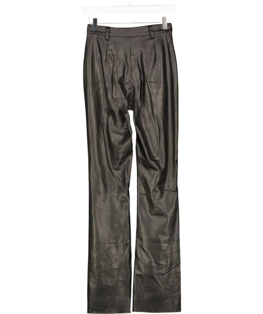 Meshki Black Leather Straight Leg Pants UK XS